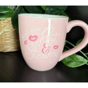 Celebrate it Pink Coffee Mug Cup "Make‎ Mine Hot and Steamy" Kisses
